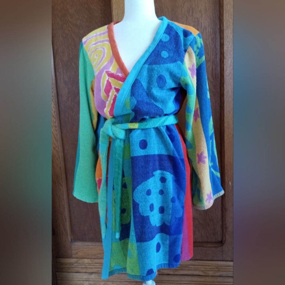 Terry Towel Robe / Beach Cover Newly Handmade From Vintage Towels S/M
